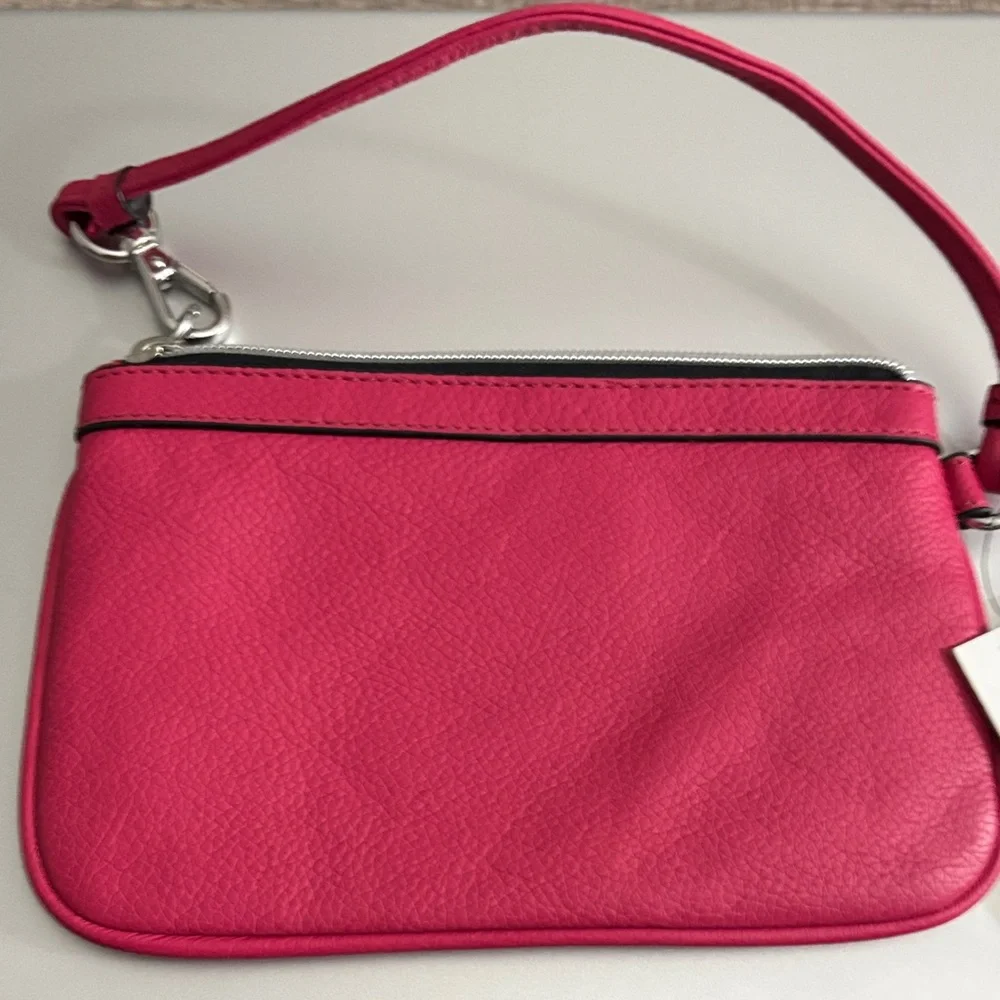 Calvin Klein Hot Pink Leather Wristlet Clutch - Picture 5 of 6